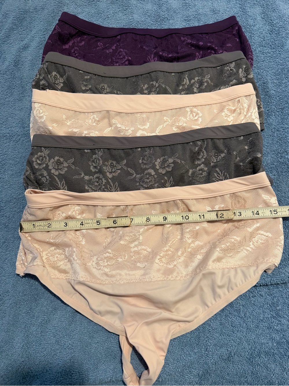 torrid Women's Lace-Trim High-Waist Thong - 5-Pack (Purple, Gray, Nude)